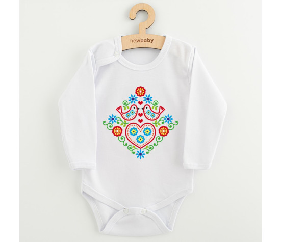 Dětské body s potiskem New Baby Lidový vzor ptáčci, Multicolor 56 (0-3m)