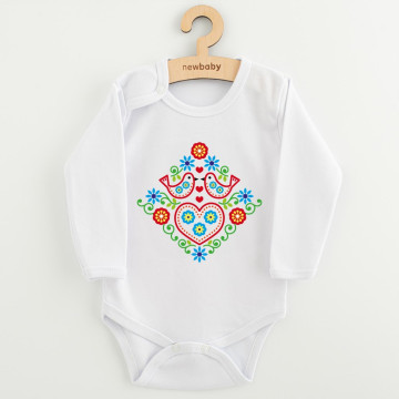 Dětské body s potiskem New Baby Lidový vzor ptáčci, Multicolor 62 (3-6m)