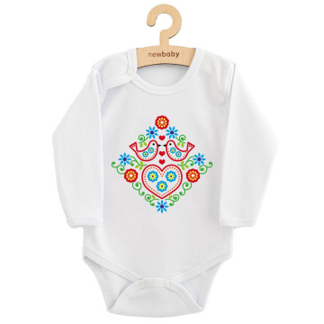 Dětské body s potiskem New Baby Lidový vzor ptáčci, Multicolor 62 (3-6m)