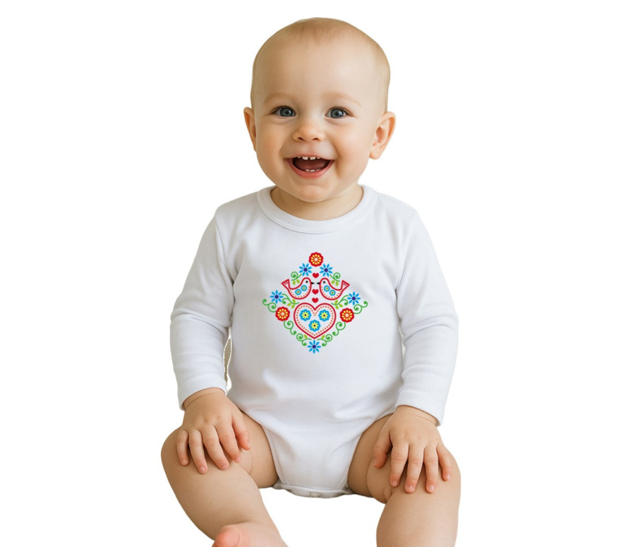 Dětské body s potiskem New Baby Lidový vzor ptáčci, Multicolor 68 (4-6m) Dětské body s potiskem New Baby Lidový vzor ptáčci, Multicolor 68 (4-6m)