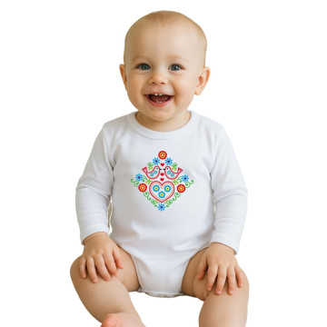 Dětské body s potiskem New Baby Lidový vzor ptáčci, Multicolor 68 (4-6m)
