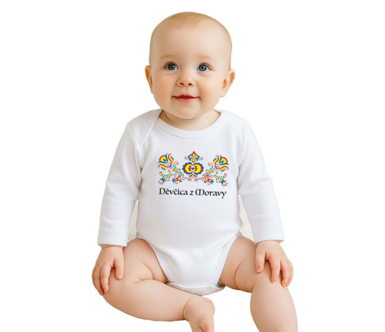 Dětské body s potiskem New Baby Lidový vzor Děvčica z Moravy, Multicolor 62 (3-6m)