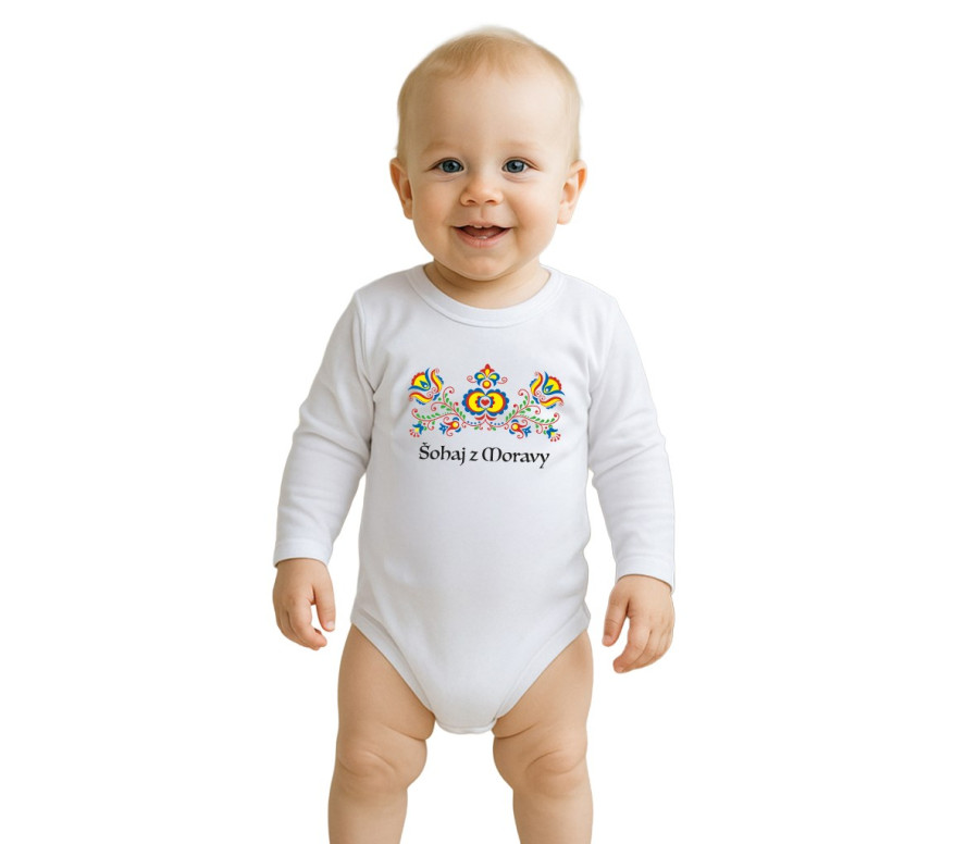 Dětské body s potiskem New Baby Lidový vzor Šohaj z Moravy, Multicolor 80 (9-12m)