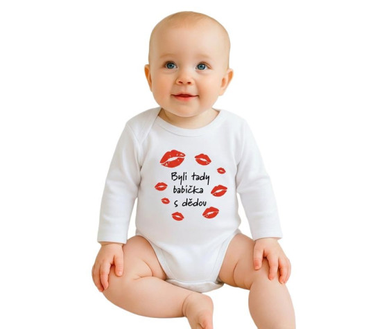 Dětské body s potiskem New Baby Byli tady babička s dědou, Bílá 56 (0-3m)