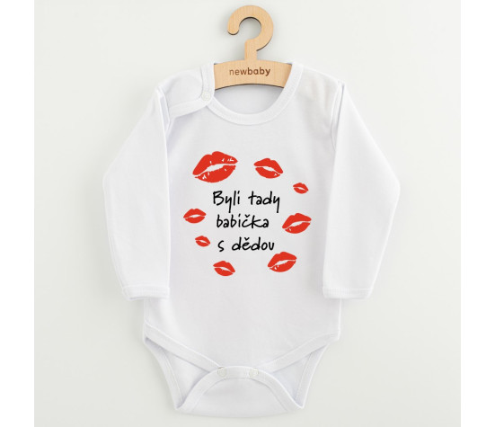 Dětské body s potiskem New Baby Byli tady babička s dědou, Bílá 56 (0-3m)