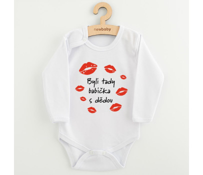 Dětské body s potiskem New Baby Byli tady babička s dědou, Bílá 68 (4-6m)