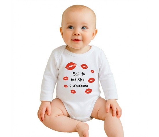 Dětské body s potiskem New Baby Boli tu babička s dedkom, Bílá 56 (0-3m)