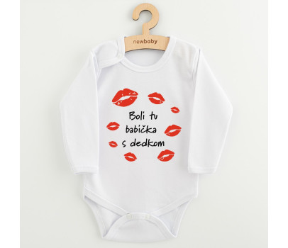 Dětské body s potiskem New Baby Boli tu babička s dedkom, Bílá 74 (6-9m)