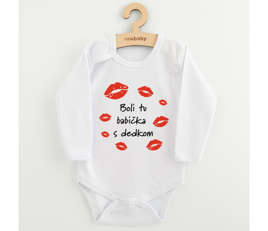 Dětské body s potiskem New Baby Boli tu babička s dedkom, Bílá 80 (9-12m)