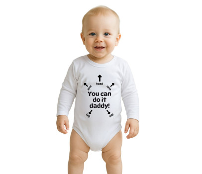 Dětské body s potiskem New Baby You can do it daddy!, Bílá 80 (9-12m)