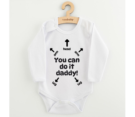 Dětské body s potiskem New Baby You can do it daddy!, Bílá 68 (4-6m)