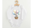 Dětské body s potiskem New Baby Králíček s balónky, Bílá 68 (4-6m)