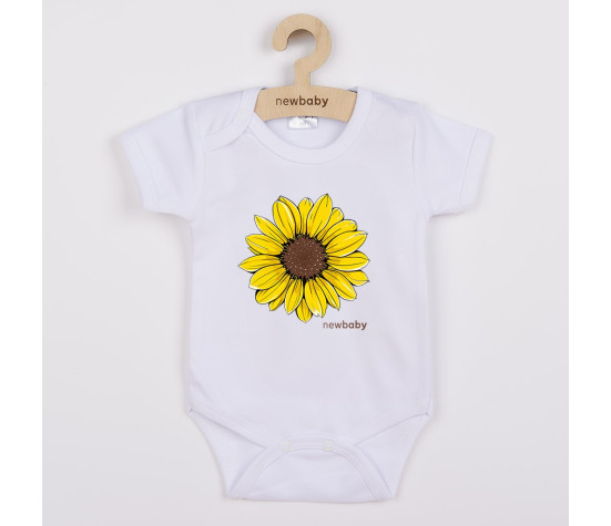 Dětské body s potiskem New Baby Slunečnice - krátký rukáv, Bílá 62 (3-6m)