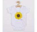 Dětské body s potiskem New Baby Slunečnice - krátký rukáv, Bílá 62 (3-6m)