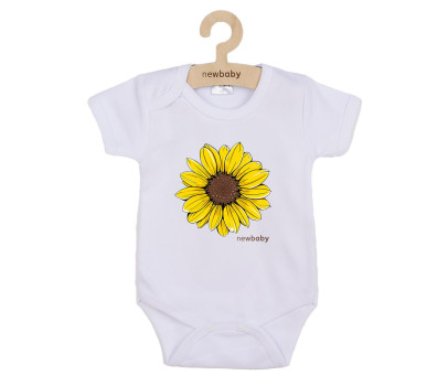 Dětské body s potiskem New Baby Slunečnice - krátký rukáv, Bílá 68 (4-6m)