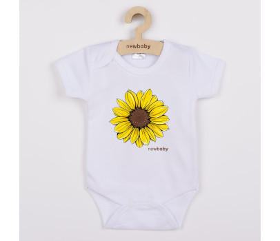 Dětské body s potiskem New Baby Slunečnice - krátký rukáv, Bílá 80 (9-12m)