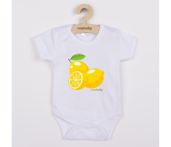 Dětské body s potiskem New Baby Lemon - krátký rukáv, Bílá 80 (9-12m)