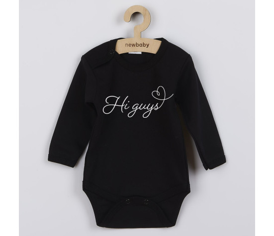 Dětské body s potiskem New Baby Hi guys, Černá 62 (3-6m)