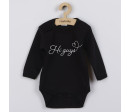 Dětské body s potiskem New Baby Hi guys, Černá 74 (6-9m)