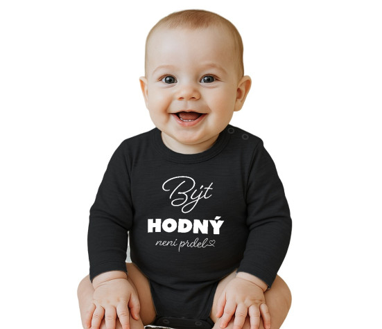 Dětské body s potiskem New Baby Být hodný....., Černá 68 (4-6m)