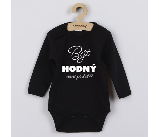Dětské body s potiskem New Baby Být hodný....., Černá 68 (4-6m)