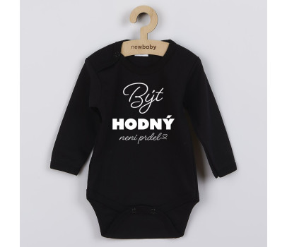 Dětské body s potiskem New Baby Být hodný....., Černá 74 (6-9m)