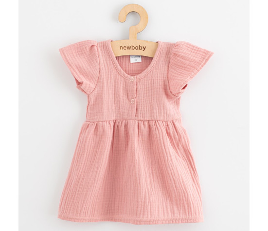 Kojenecké mušelínové šaty New Baby pink, Růžová 56 (0-3m)