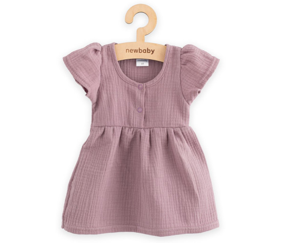 Kojenecké mušelínové šaty New Baby lavender, Fialová 56 (0-3m)