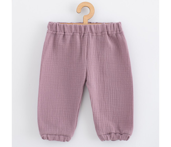 Kojenecká mušelínová souprava tričko a kalhoty New Baby lavender, Fialová 56 (0-3m)