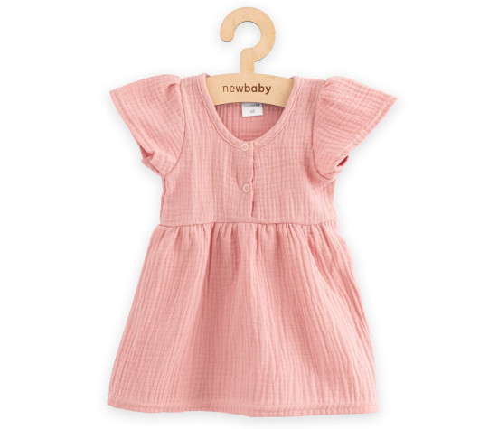 Kojenecké mušelínové šaty New Baby pink, Růžová 68 (4-6m)