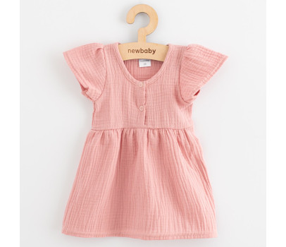 Kojenecké mušelínové šaty New Baby pink, Růžová 80 (9-12m)