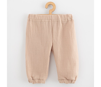 Kojenecká mušelínová souprava tričko a kalhoty New Baby beige, Béžová 62 (3-6m)