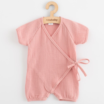 Kojenecký letní mušelínový overal New Baby pink, Růžová 68 (4-6m)