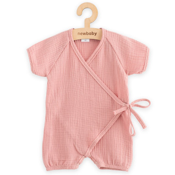 Kojenecký letní mušelínový overal New Baby pink, Růžová 68 (4-6m)