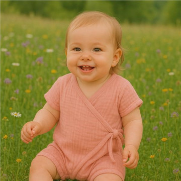 Kojenecký letní mušelínový overal New Baby pink, Růžová 68 (4-6m)