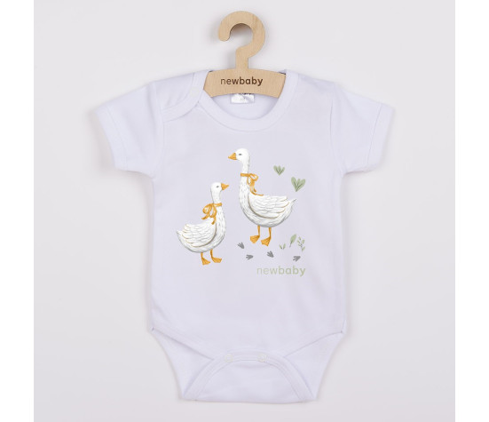 Dětské body s potiskem New Baby Husičky - krátký rukáv, Bílá 68 (4-6m)