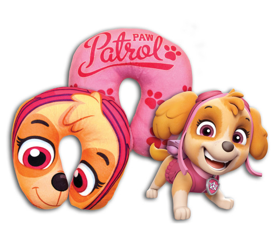 Dětský cestovní polštářek Paw Patrol do auta – opěrka hlavy, růžová