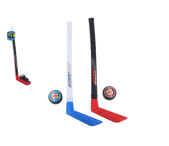 Hokejka 2ks s pukem 2ks plast 60cm v síťce