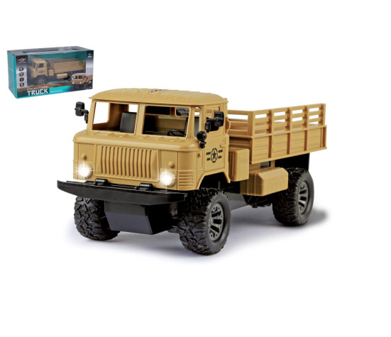 Auto RC vojenské nákladní plast 24cm 27MHz na dálk.ovl. na baterie se světlem v krab. 32x16x14cm