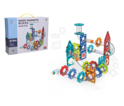 Kuličková dráha magnetická plast 74ks s doplňky v krabici 31x25x8cm