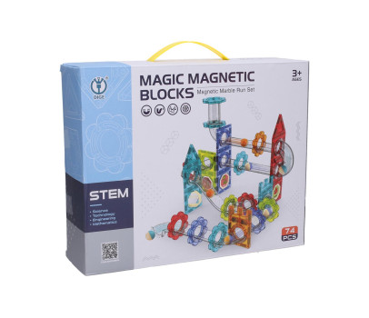 Kuličková dráha magnetická plast 74ks s doplňky v krabici 31x25x8cm