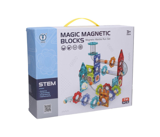Kuličková dráha magnetická plast 74ks s doplňky v krabici 31x25x8cm
