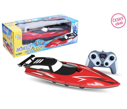 Motorový člun/loď do vody RC plast 33cm 2,4Ghz na baterie+dob. pack v krabici 35x12x15cm