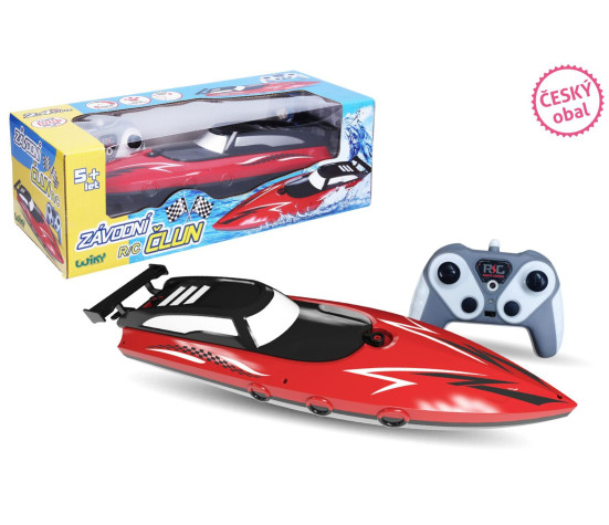 Motorový člun/loď do vody RC plast 33cm 2,4Ghz na baterie+dob. pack v krabici 35x12x15cm