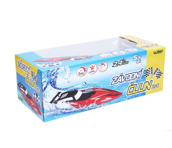 Motorový člun/loď do vody RC plast 33cm 2,4Ghz na baterie+dob. pack v krabici 35x12x15cm