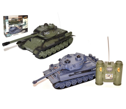 Tank RC 2ks 36cm+dobíjecí pack tanková bitva 27MHZ a 40MHz se zvukem se světlem v krabici