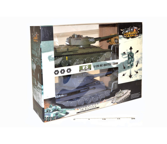 Tank RC 2ks 36cm+dobíjecí pack tanková bitva 27MHZ a 40MHz se zvukem se světlem v krabici