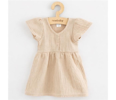 Kojenecké mušelínové šaty New Baby beige, Béžová 62 (3-6m)