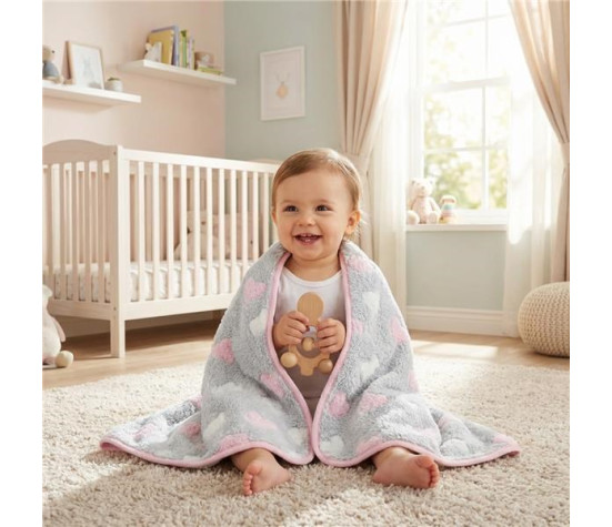Dětská deka New Baby 80x90 heart pink, Růžová