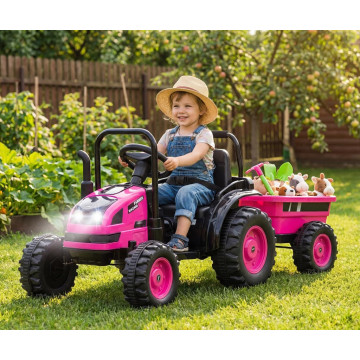 Elektrický traktor s vlečkou Milly Mally Farmer růžový, Růžová